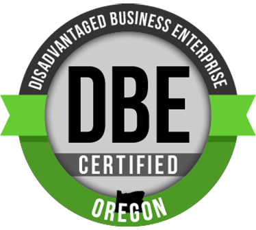 A logo for a Disadvantaged Business Enterprise in Oregon