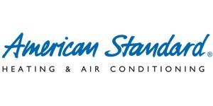 American Standard Heating & Air Conditioning logo in blue script, with a registered trademark symbol.