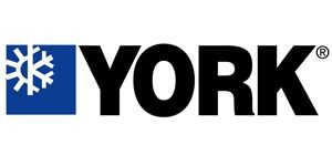 Logo for York, a company, with a snowflake icon in a blue square and the word 
