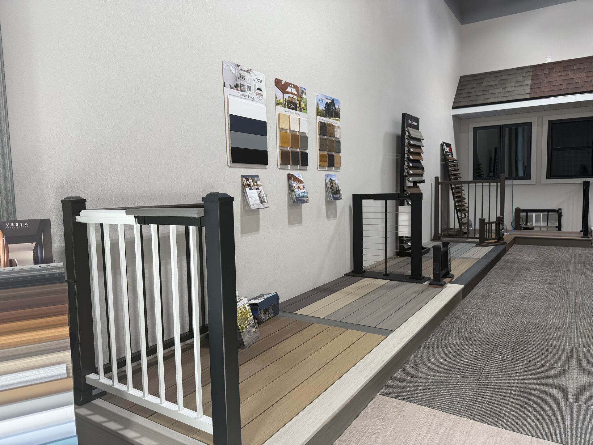 There are many different types of railings in this room.