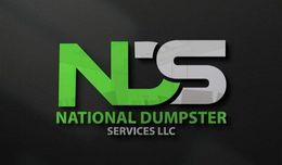 Green "N" and "D" overlapping a gray "S", with text "NATIONAL DUMPSTER SERVICES LLC" on a black background.