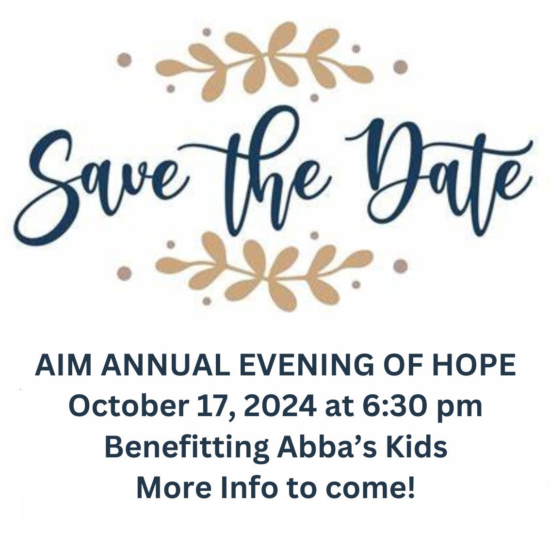 A save the date invitation for an annual evening of hope.