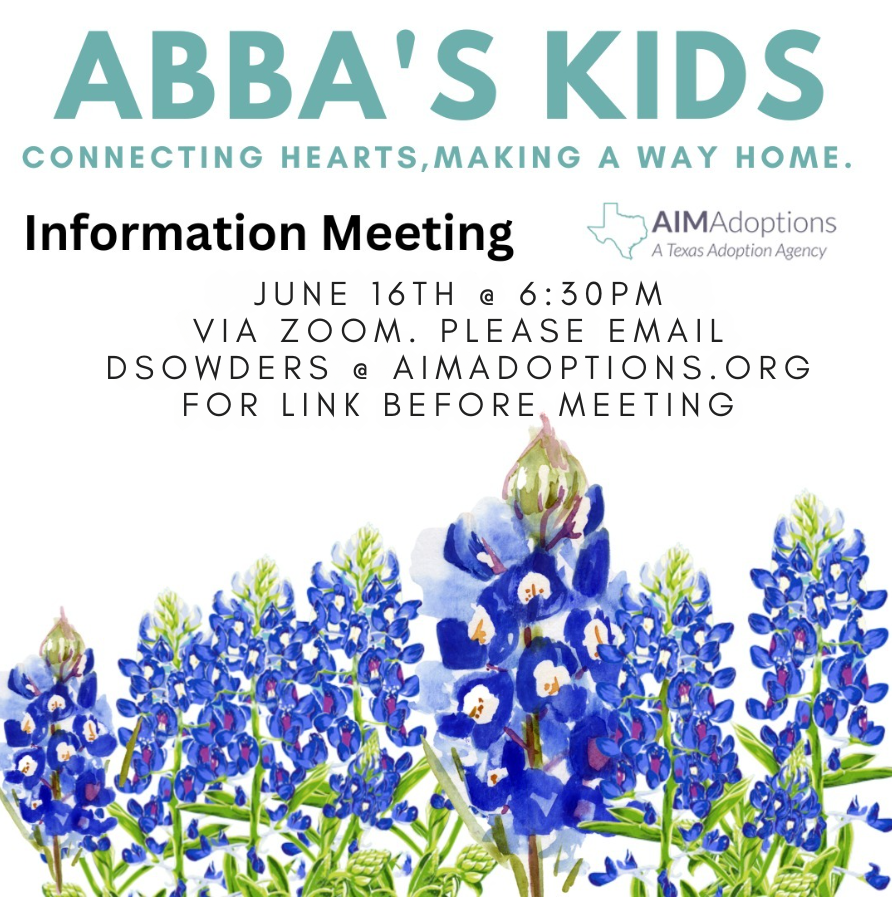 A poster for Abba's Kids information meeting