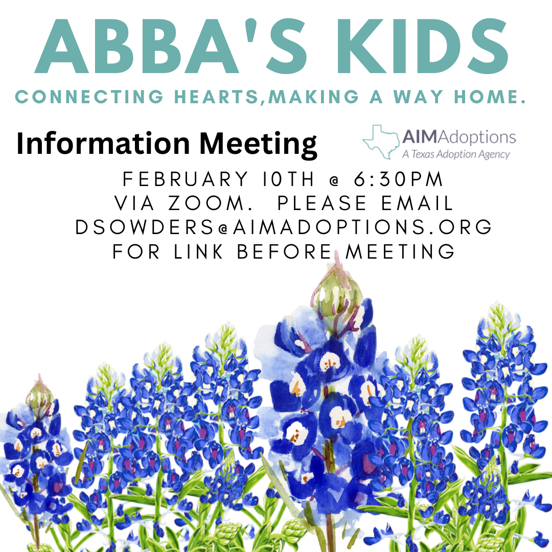 A poster for Abba's Kids information meeting