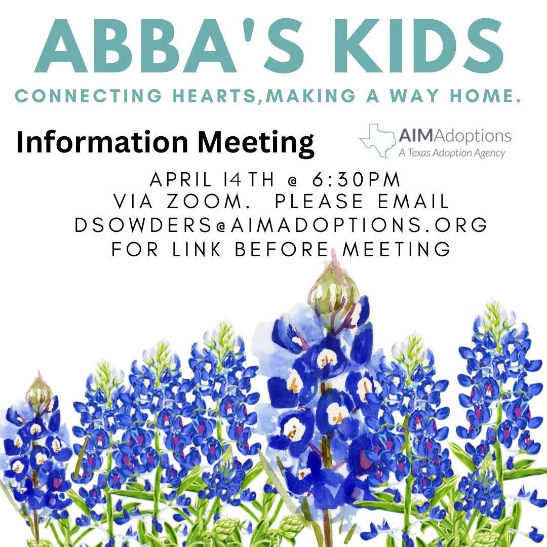 A poster for Abba's Kids information meeting