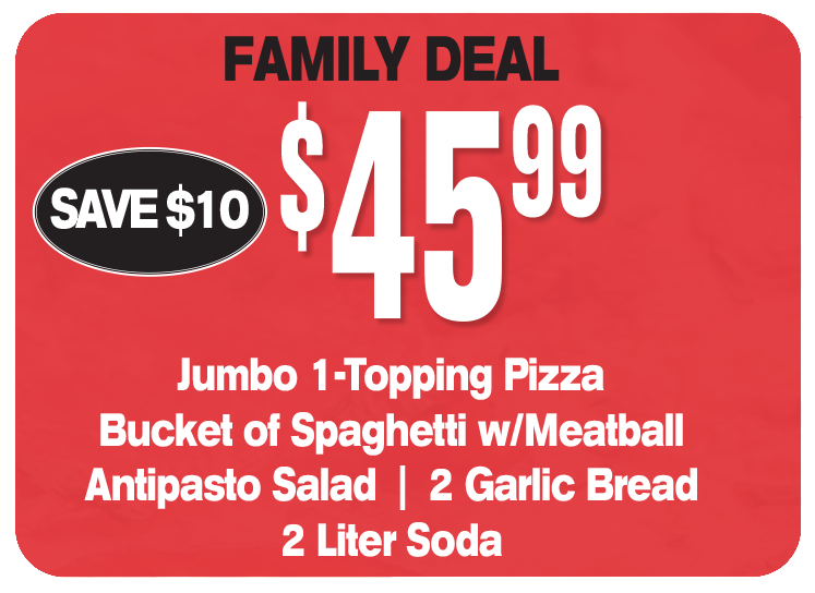 Rigatony's Pizza & Pasta Specials - Family Deal