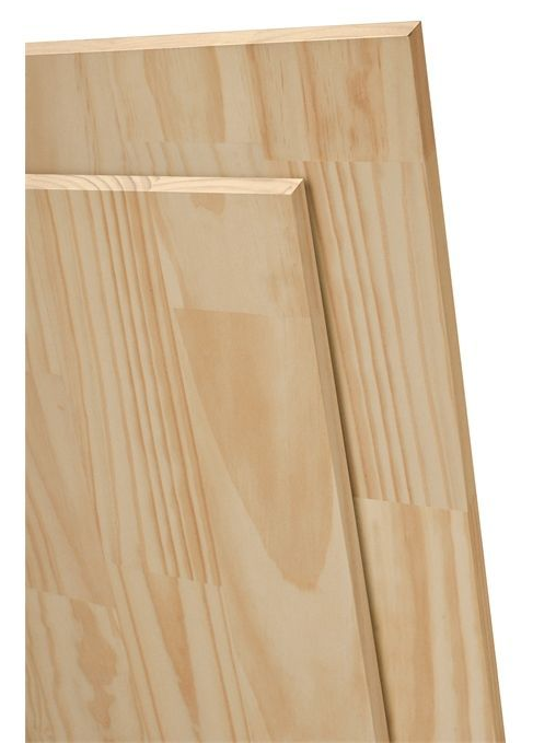 Two light-colored wooden panels, one overlapping the other, with beveled edges.