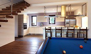 basement with pool table