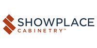 The Showplace Cabinetry logo, featuring a red geometric icon next to the brand name in black and red text.