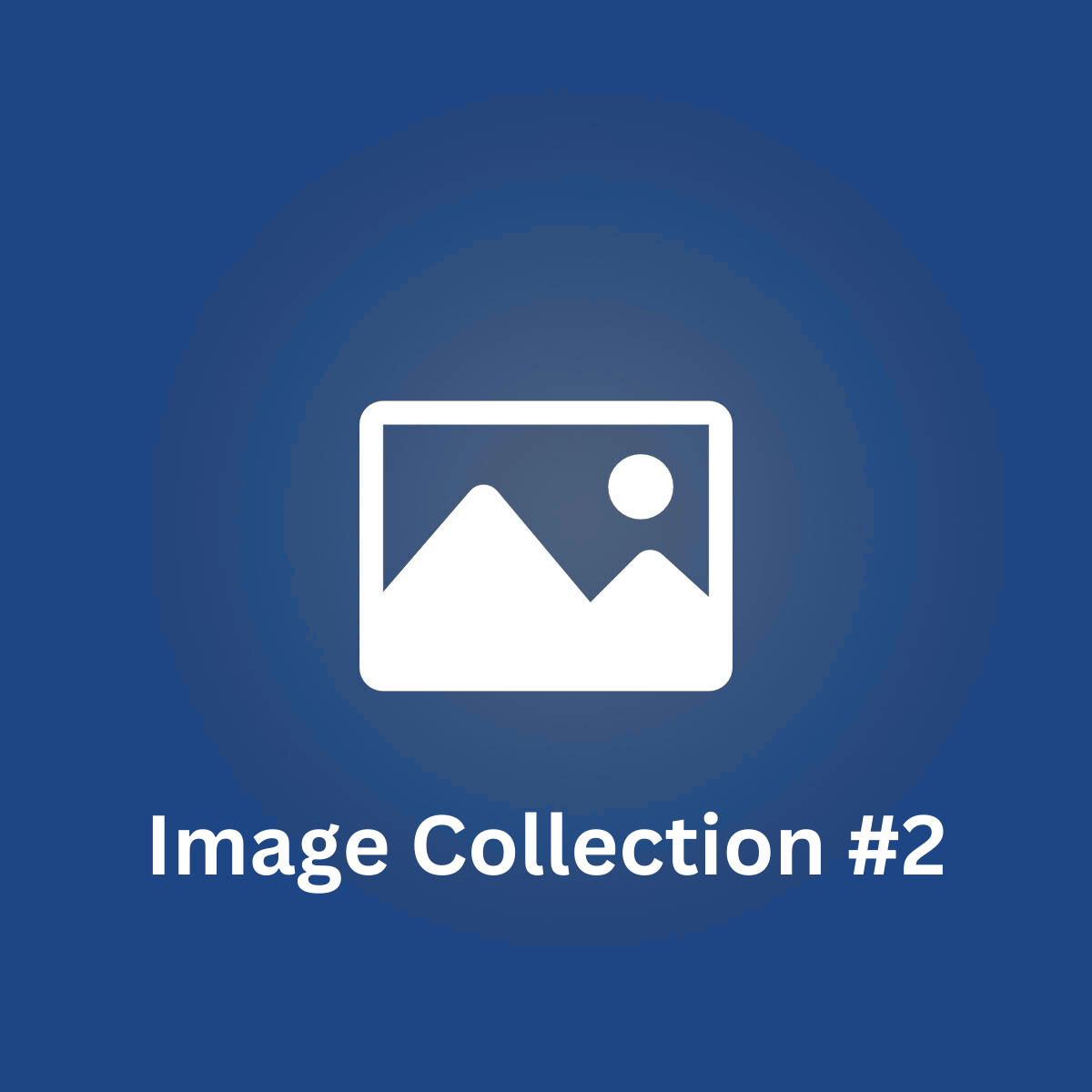 White icon with mountain and circle on a blue gradient background. Text below reads 