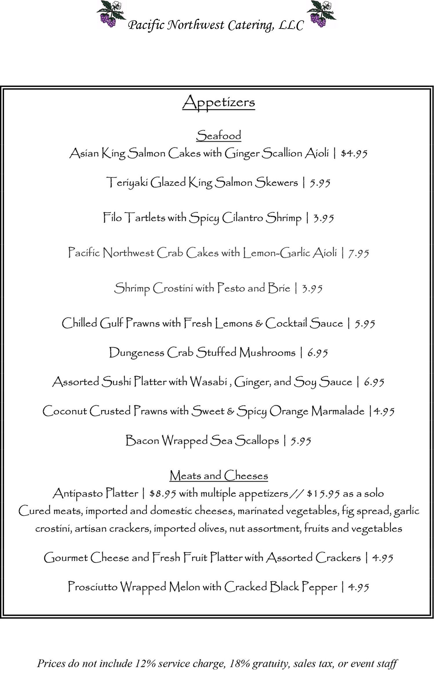 Appetizers Menu