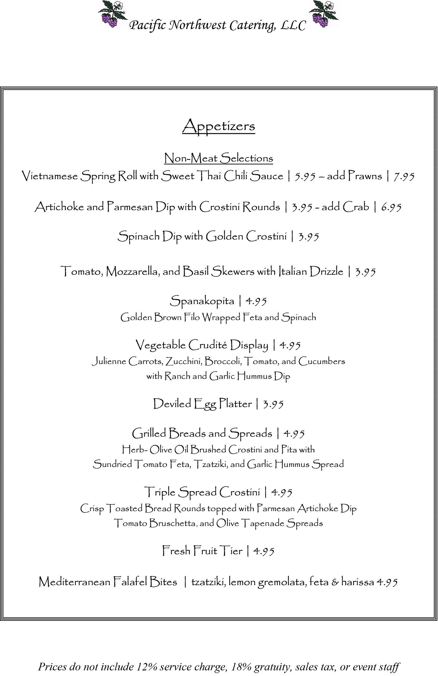 Appetizers Menu