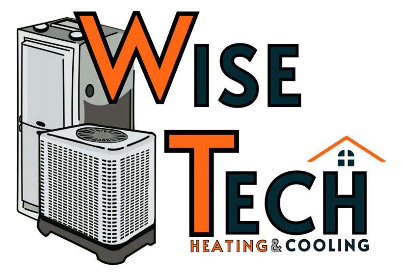 Wise Tech Heating & Cooling logo with HVAC equipment.
