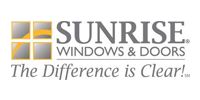 Sunrise Windows & Doors logo with a window graphic and the tagline
