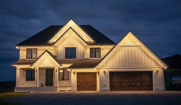 House with warm white LED exterior lighting