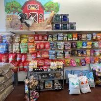 A store filled with lots of bags of dog food.