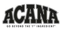 The acana logo is black and white and says `` go beyond the 1st ingredient ''.