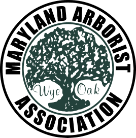 Maryland Arborist Association logo with green tree and “Wye Oak” text