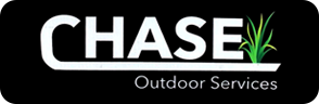 A black and white logo for chase outdoor services