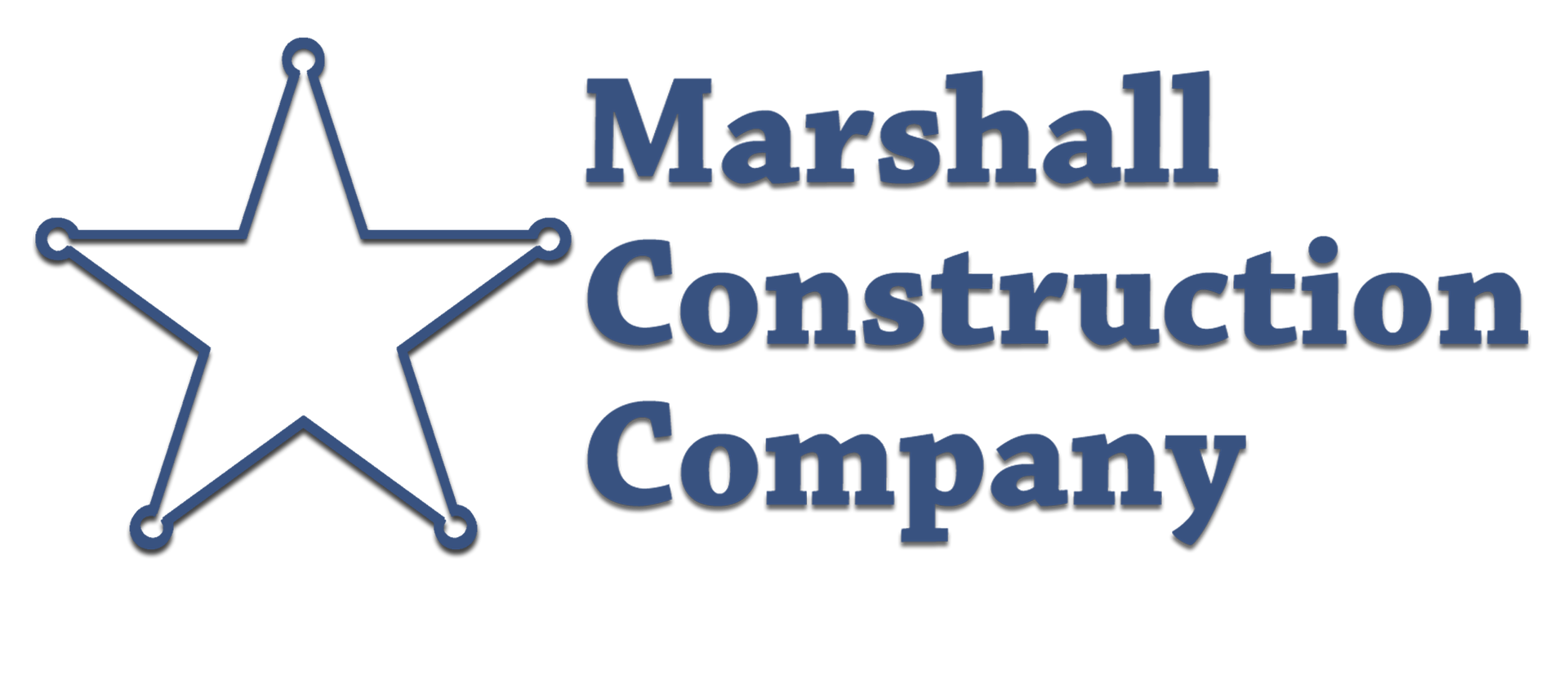 The logo for marshall construction company has a star on it.