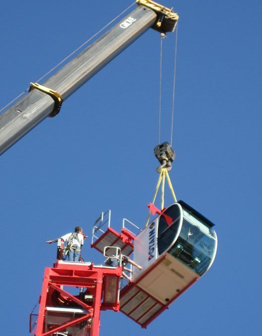 A crane with the word volvo on it