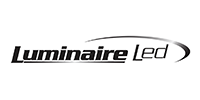 Luminaire LED logo in black text with a curved swoosh on a white background