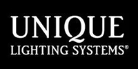UNIQUE Lighting Systems logo in white text on a black background