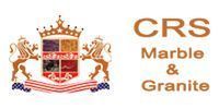 Logo of CRS Marble & Granite, featuring a coat of arms with lions and text in brown.