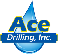 Blue &ldquo;Ace Well Drilling&rdquo; text on a white background