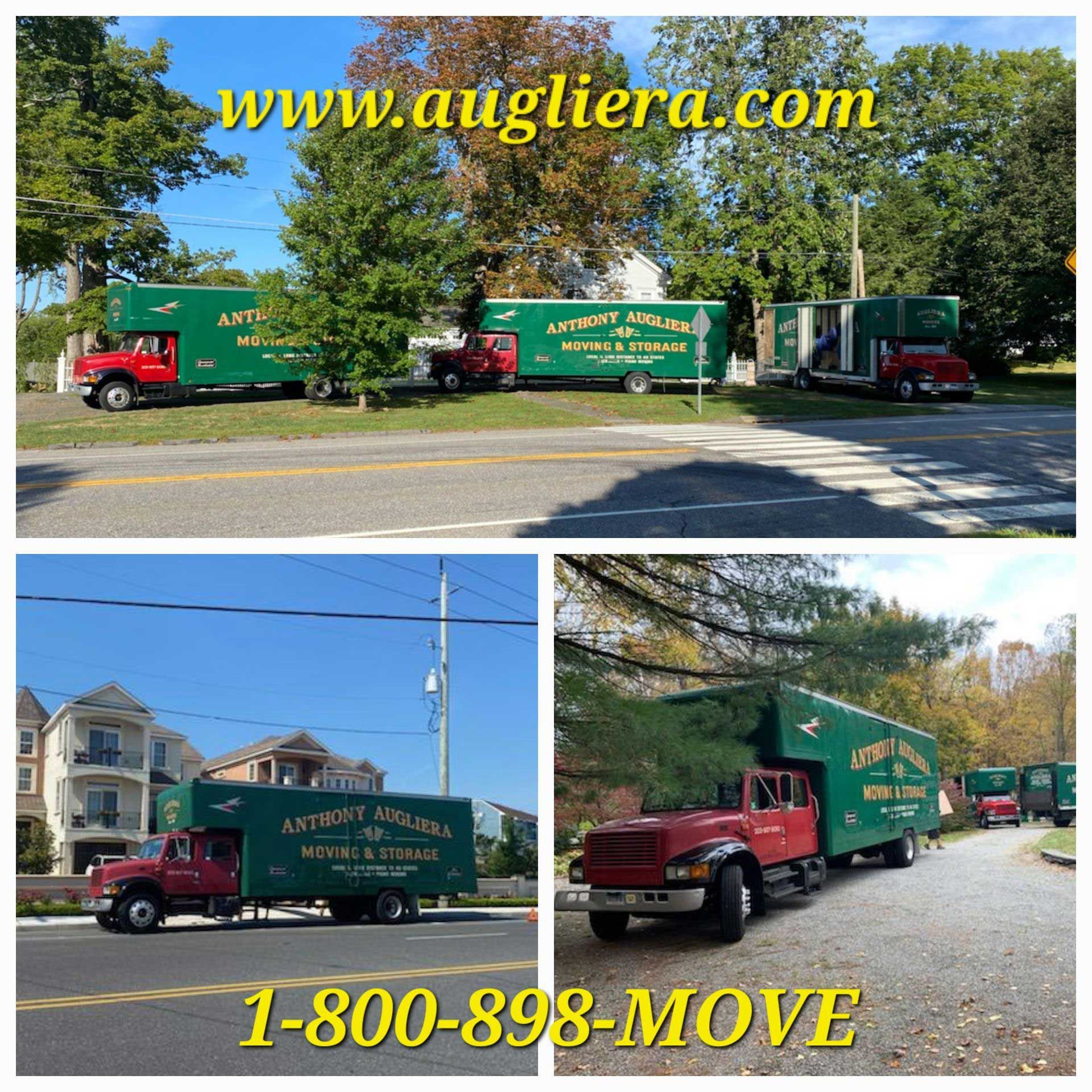 A collage of moving trucks from www.augliera.com