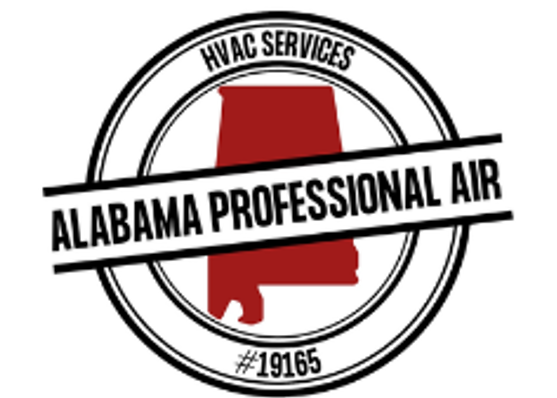 Alabama Professional Air HVAC Services logo with red Alabama silhouette and black circular text