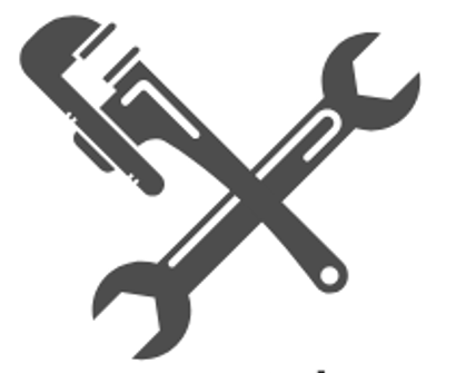 Crossed wrench and pipe cutter tool icon in gray