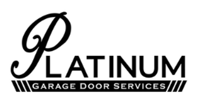 Platinum Garage Door Services logo in black with stylized “P” and stripe accents