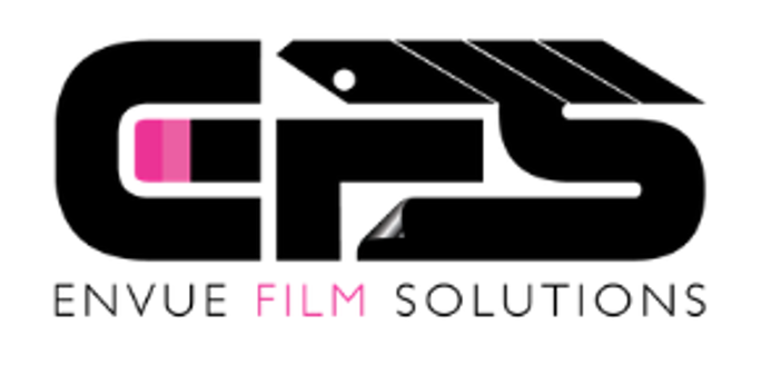 CFS Envue Film Solutions logo in black, pink, and white text