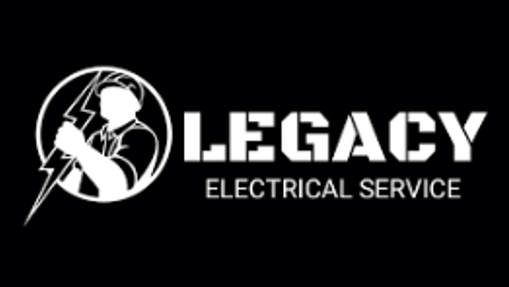 Legacy Electrical Service logo with white electrician silhouette and lightning bolt on black background