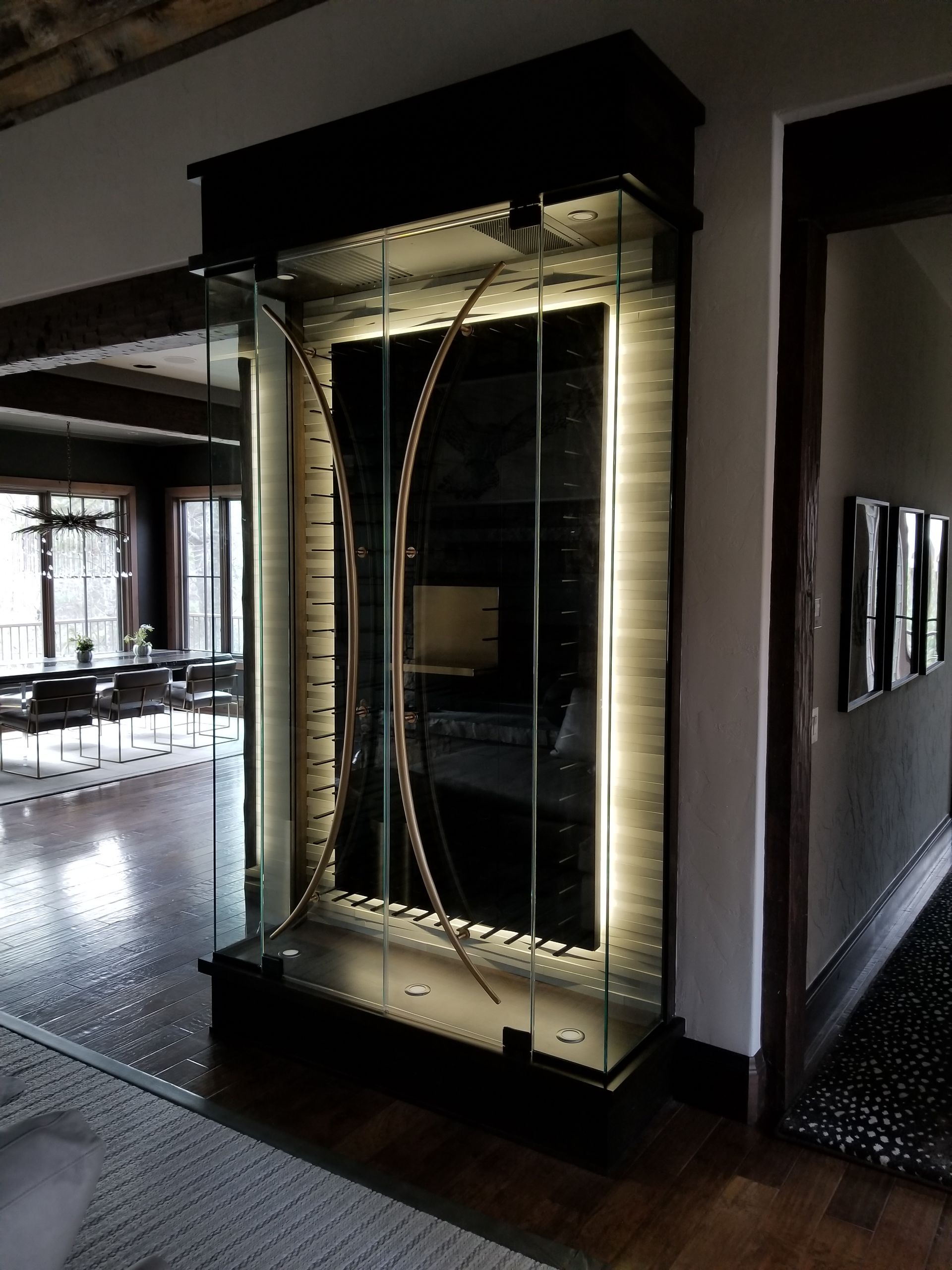 A glass case under a light enhances the visibility of the items displayed