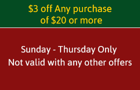 $3 off Any purchase of $20 or more