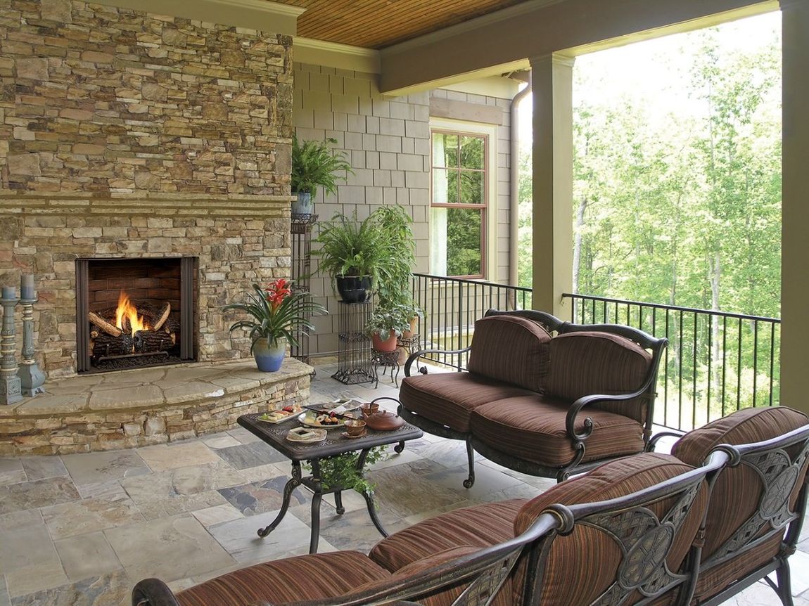 Fireplace porch area