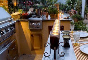 Outdoor kitchen and candles