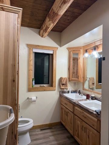 Bathroom of a log cabin