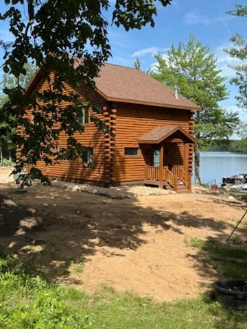 Side entrance of a log cabin