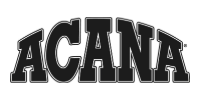 ACANA logo in bold black outlined letters on a white background