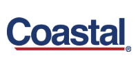 Coastal logo in dark blue with a red underline on a white background