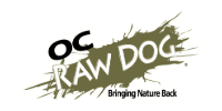 OC Raw Dog logo with stylized black and olive text and the tagline “Bringing Nature Back”