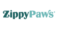 ZippyPaws logo in teal text on a white background