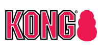 KONG logo in black and pink with a pink paw-print icon