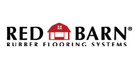 Red Barn Rubber Flooring Systems logo with red barn icon and black text