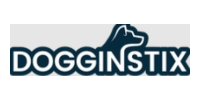 DOGGINSTIX logo in dark blue with a stylized dog outline above the text