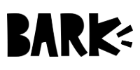 Black BARK logo with stylized burst marks on white background