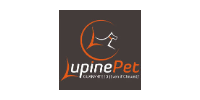 LupinePet logo with orange dog and cat outline on a dark square background